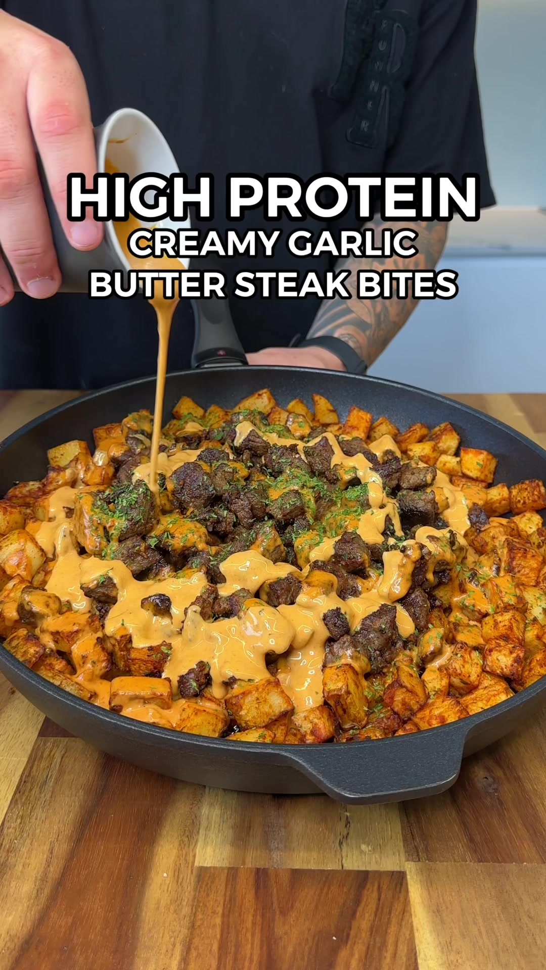 Creamy Garlic Butter Steak Bites with Crispy Potatoes