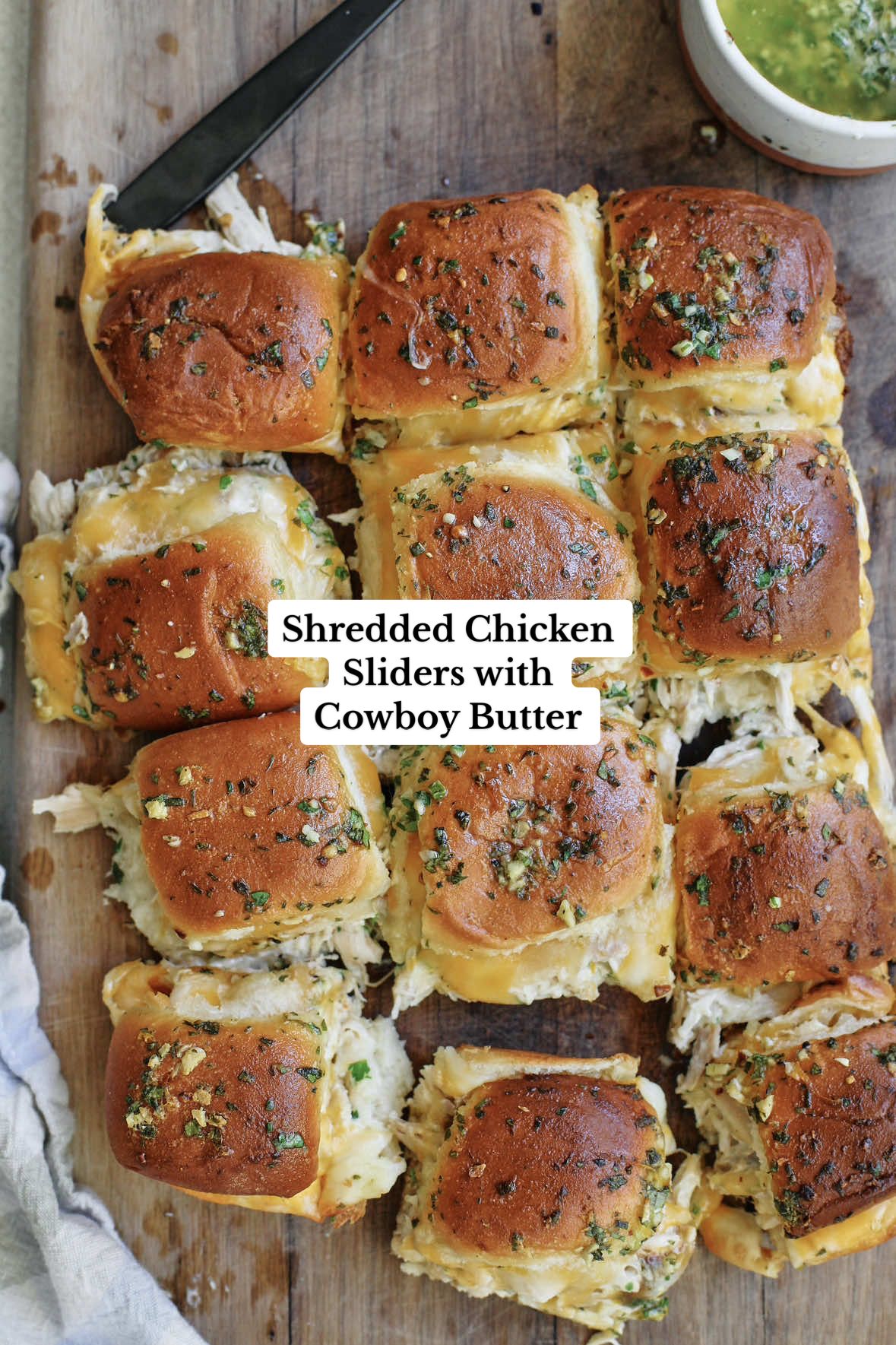 Shredded Chicken Sliders with Herby Cowboy Butter