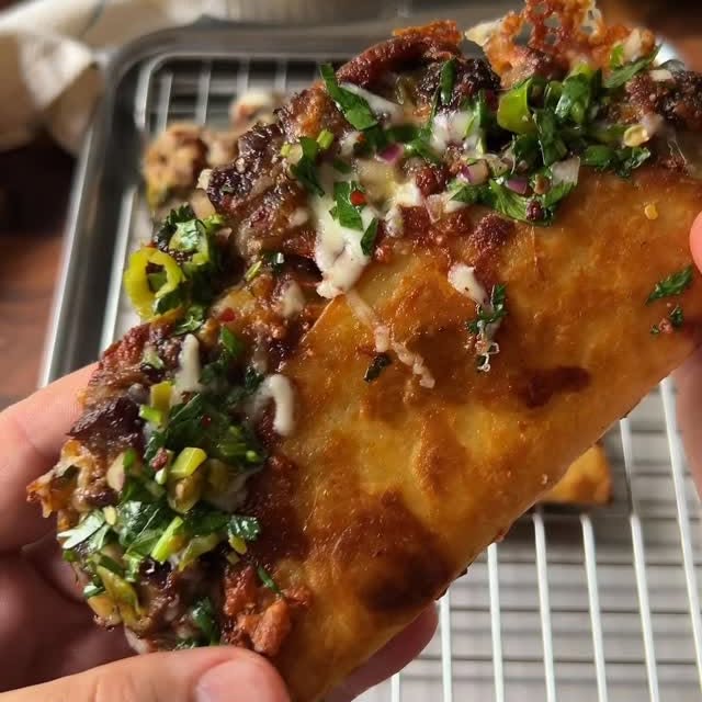 Crispy Steak Tacos with Shishito Pepper Chimichurri