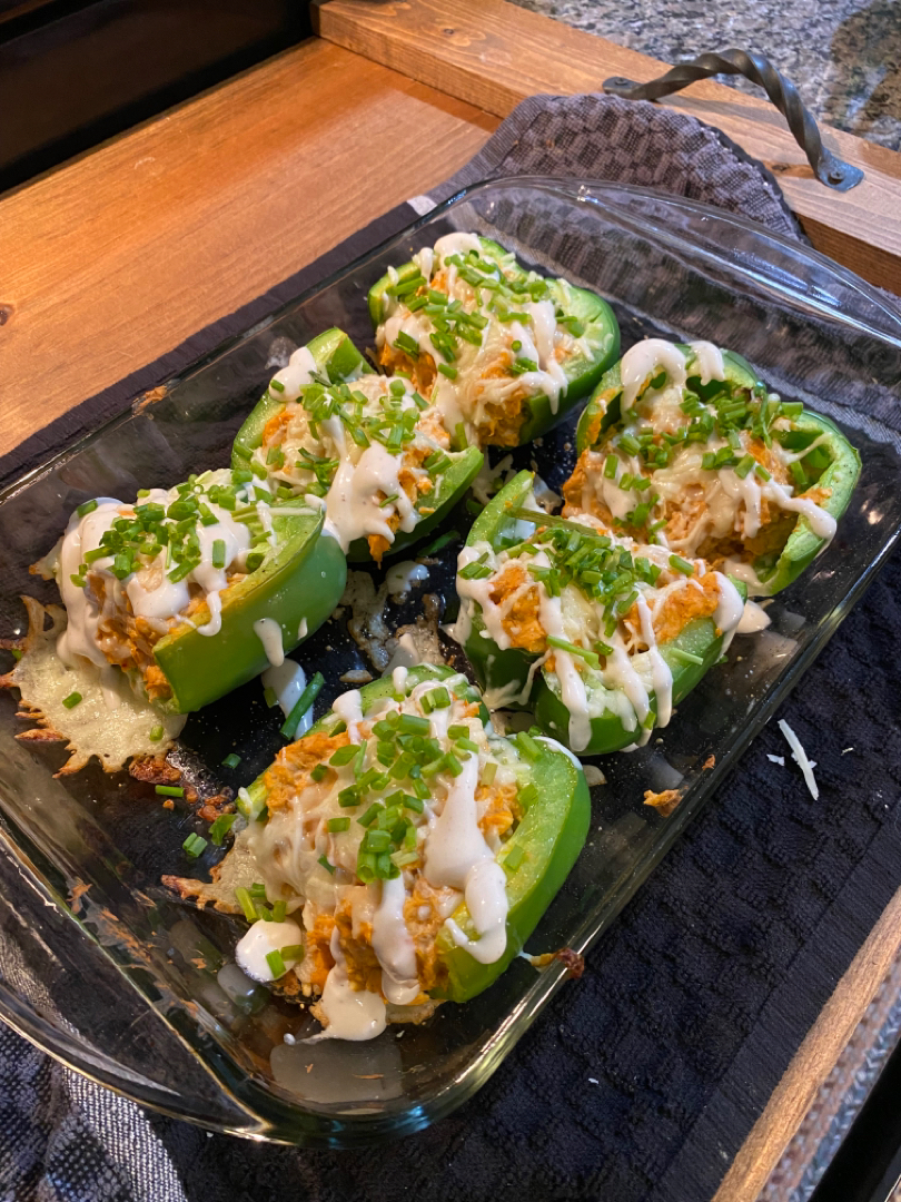 Buffalo chicken stuffed peppers