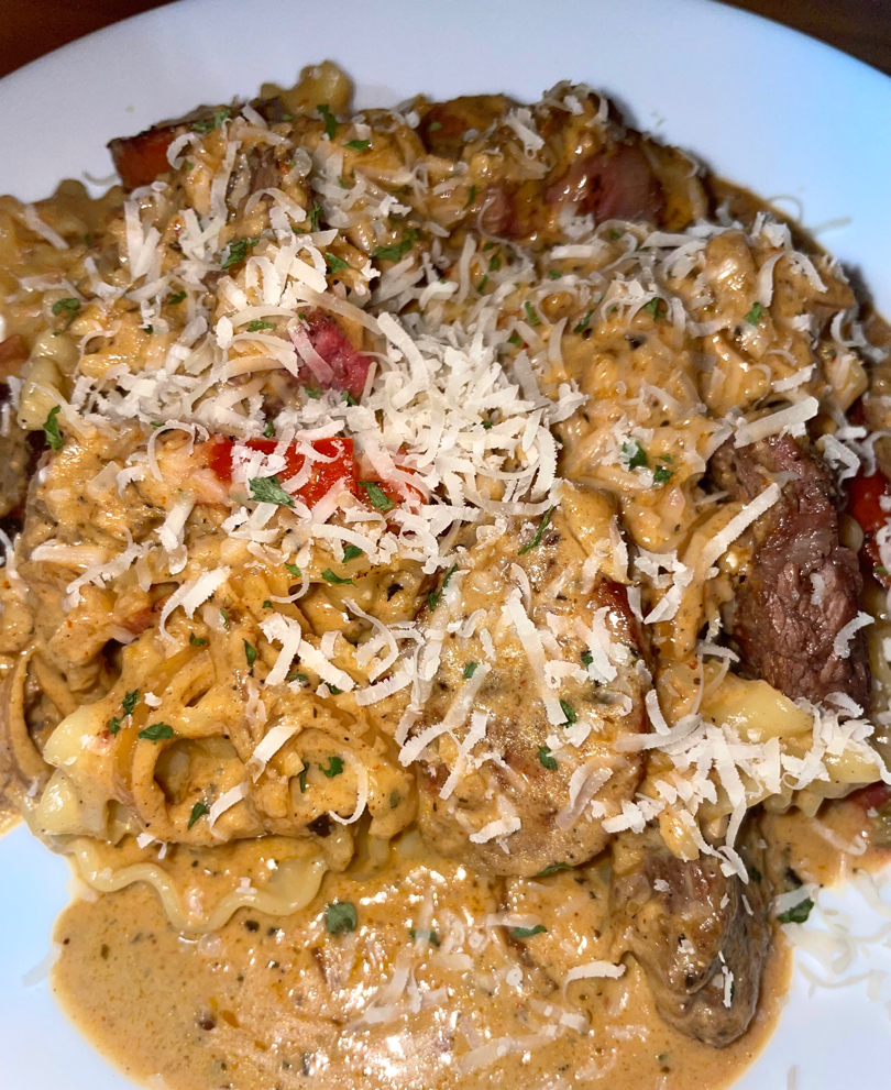 Cajun Pasta with steak