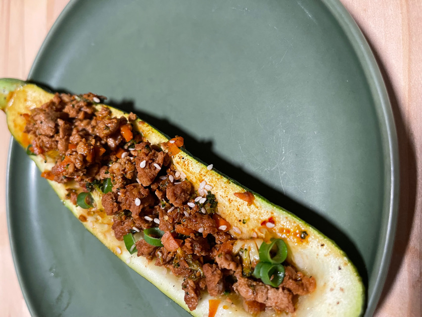 Soy sauce zucchini boats!
