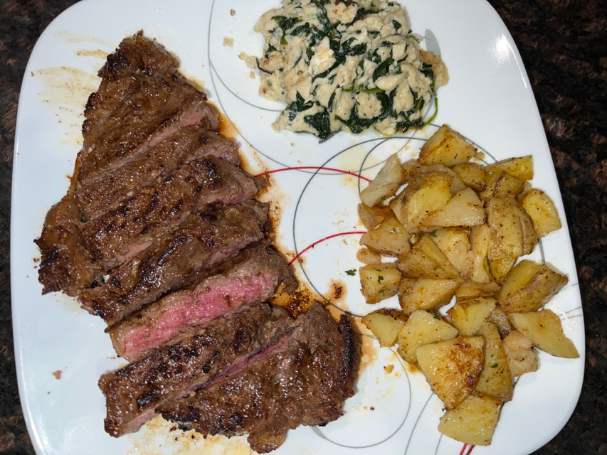Marinated Steak with Oven Roasted Potatoes