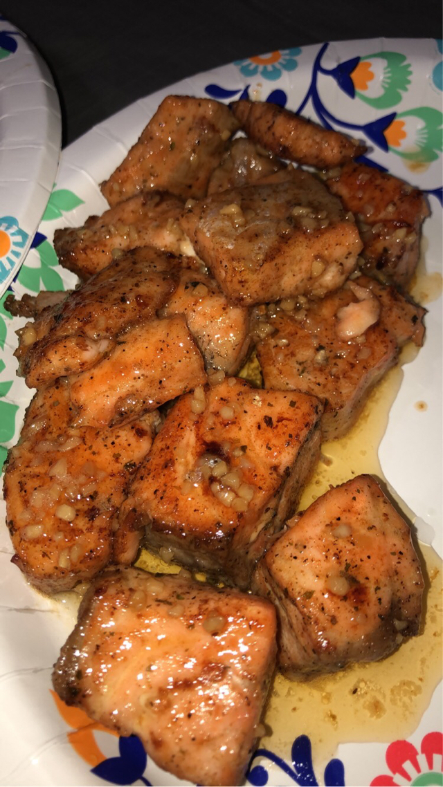 Honey Garlic Butter Salmon Bites