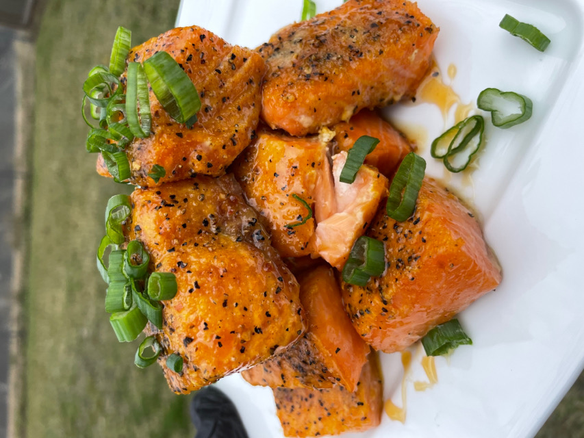 Hot Honey Salmon Bites