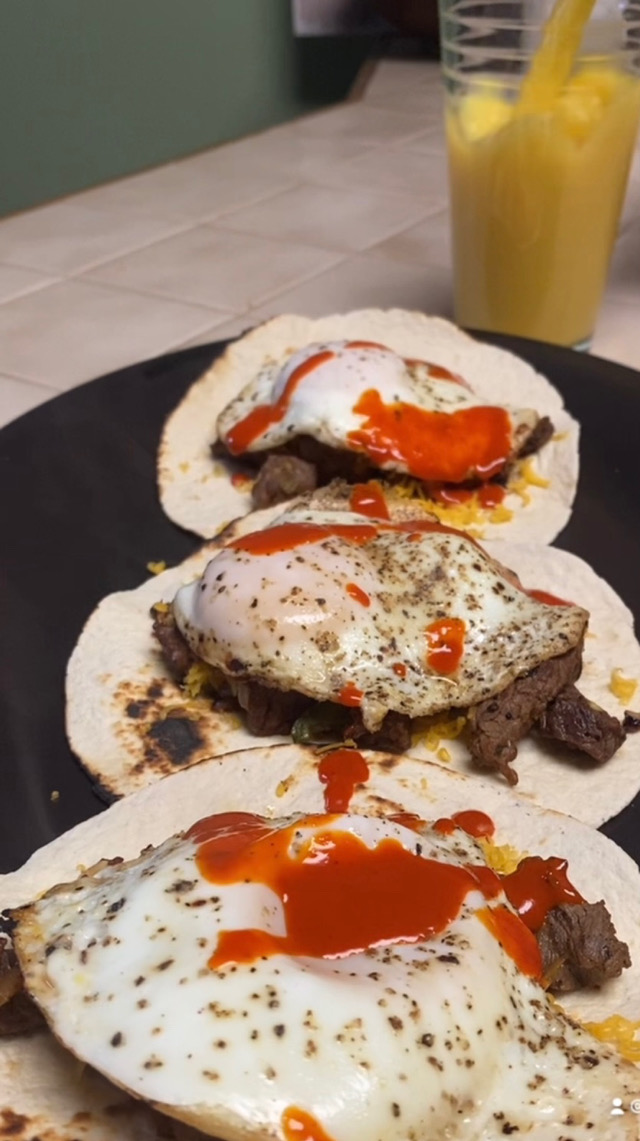 Steak and Egg tacos