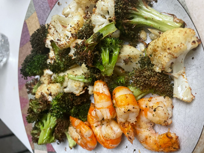 One-Pan Air Fried Shrimp& Broccoli/Cauli