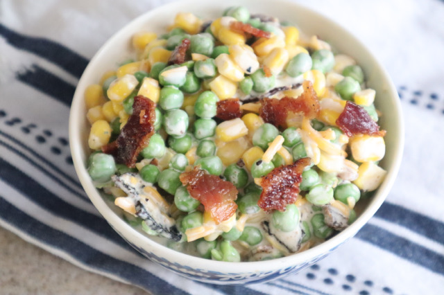 Cheddar Bacon Ranch Pea Salad