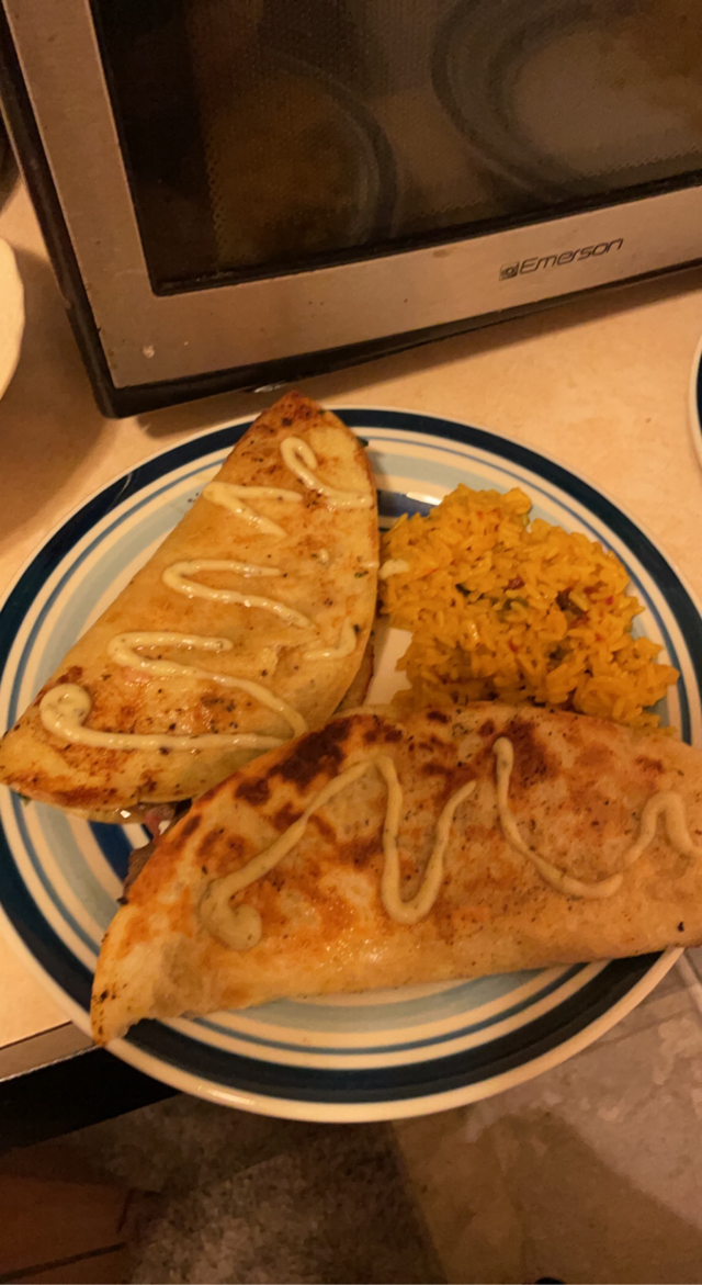 Steak Tacos and Mexican Rice