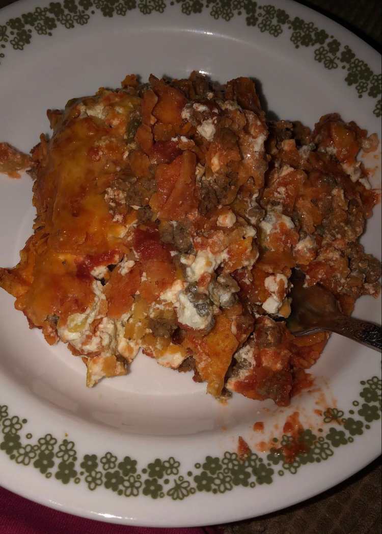 Grandmas Doritos Ground Beef Casserole.