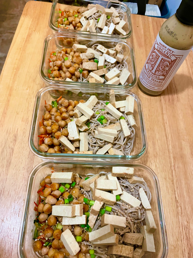 Sesame soba with tofu & chickpeas