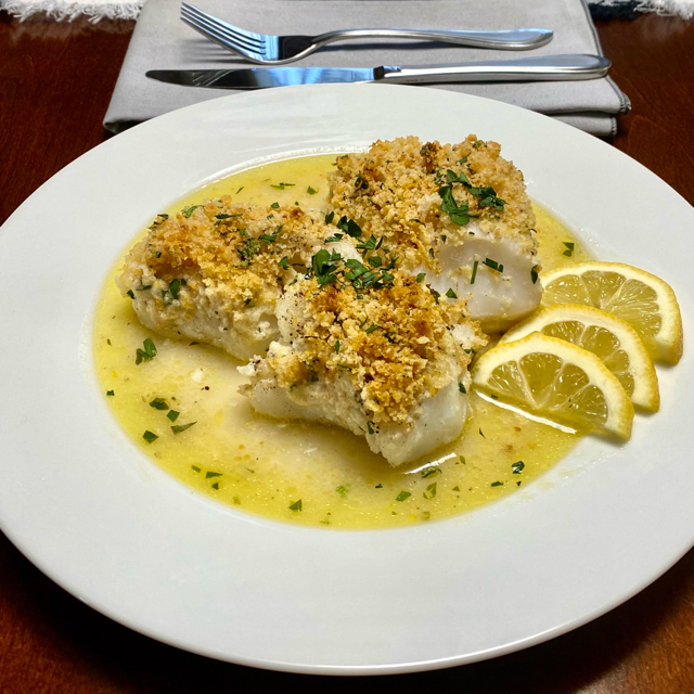 Baked Cod w/ Herb Ritz Crumbs