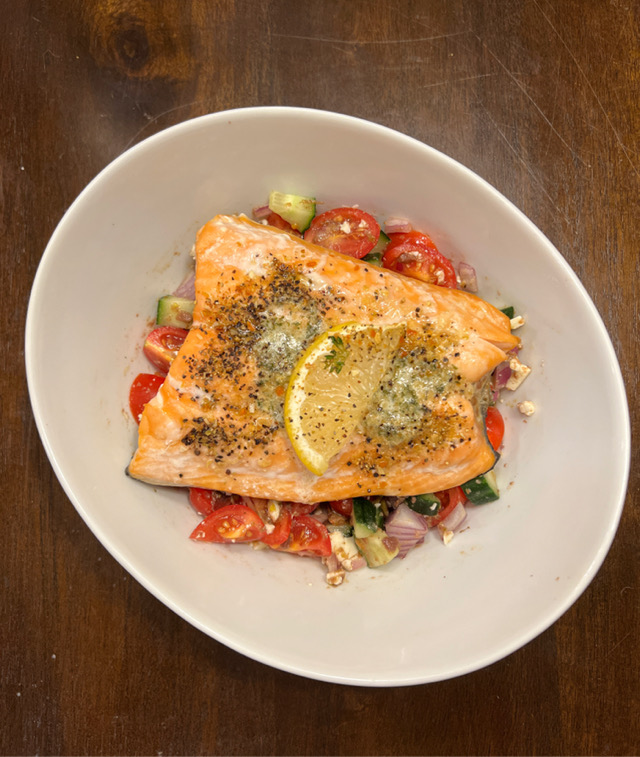 Mediterranean salmon bowl