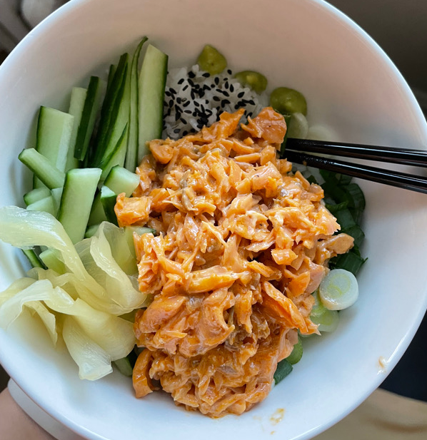 Disassembled Sushi Salmon Bowl
