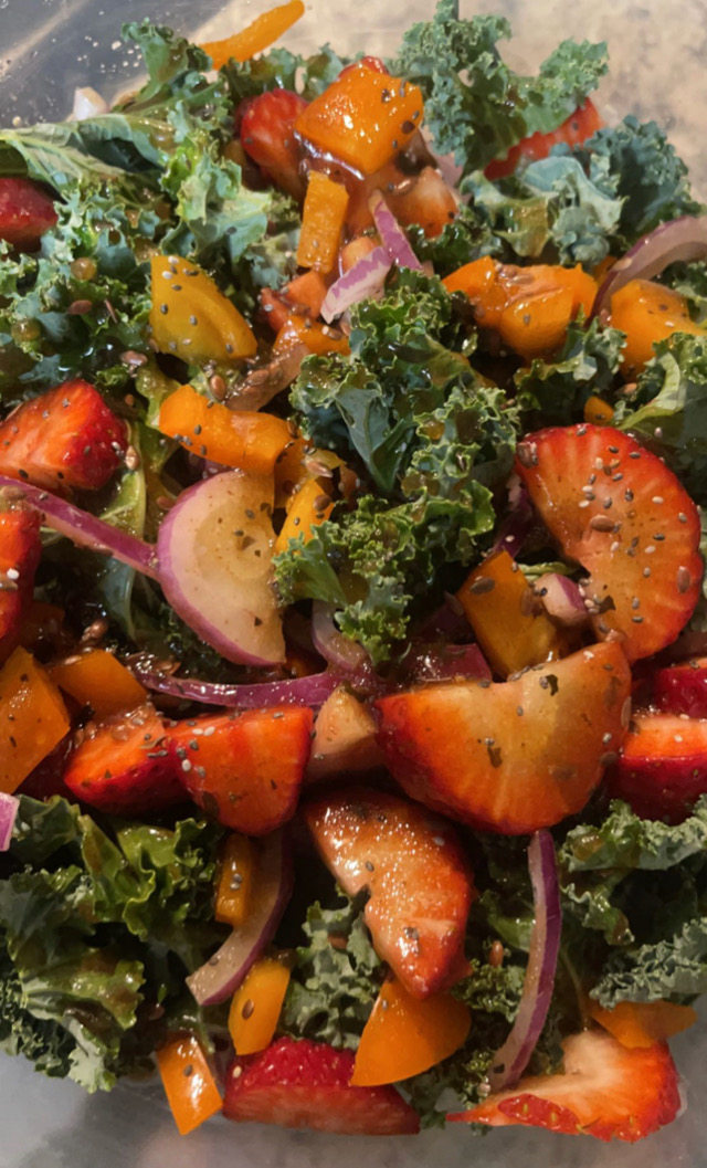fresh strawberry kale salad !