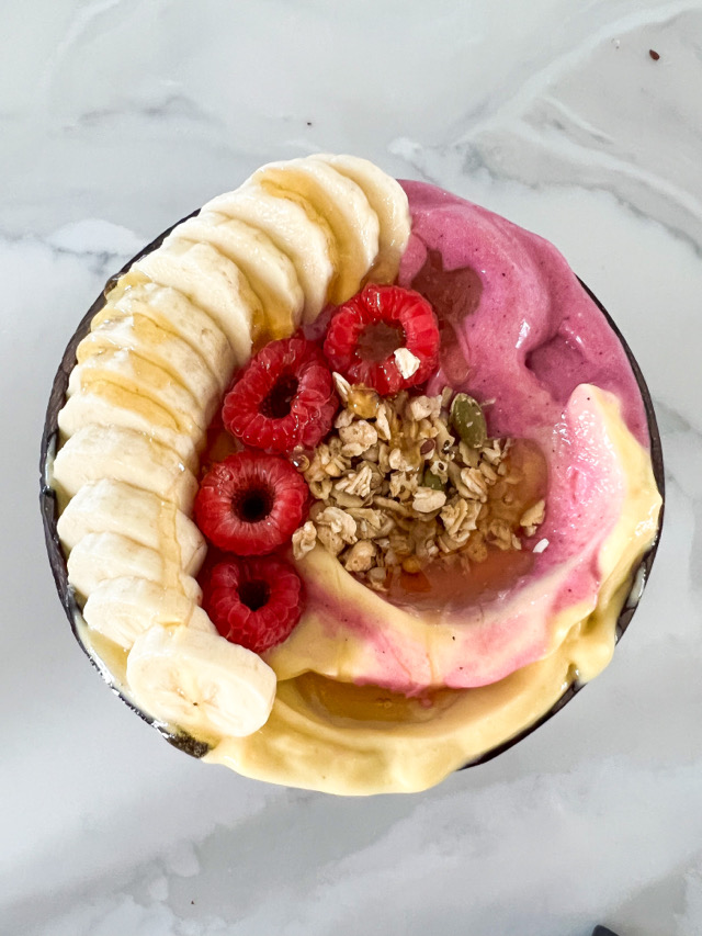 Multi colored smoothie bowl
