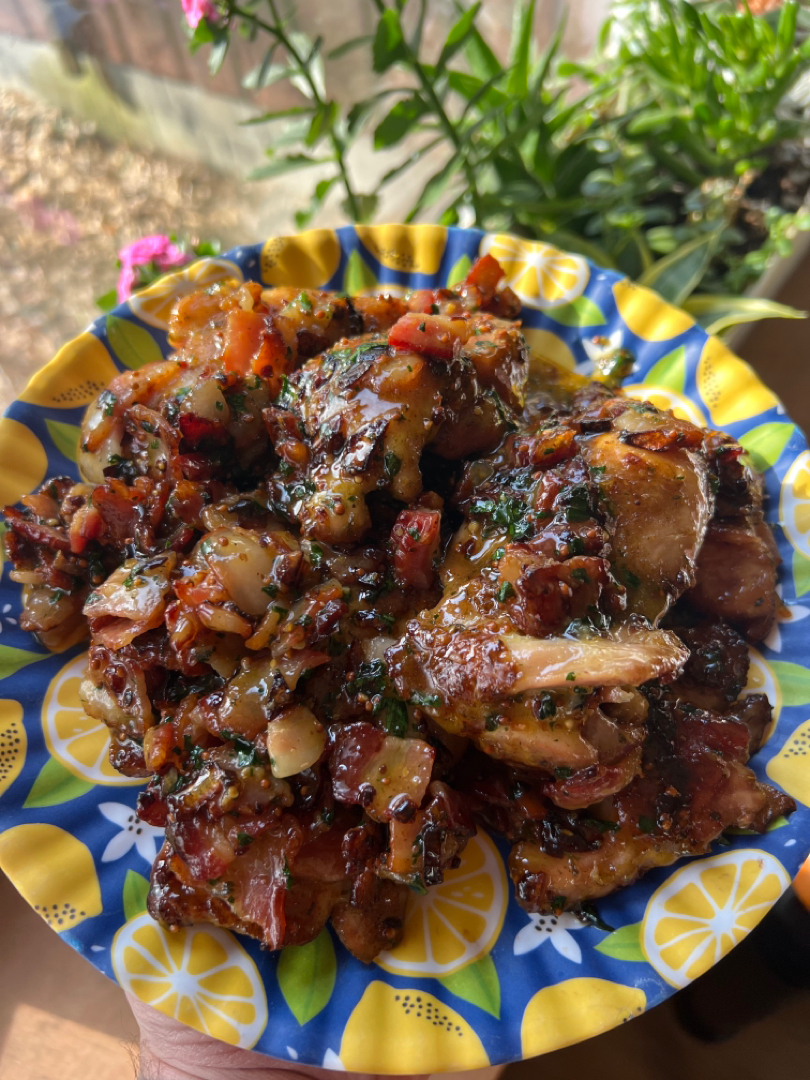 Creamy Bacon Chicken Thighs.