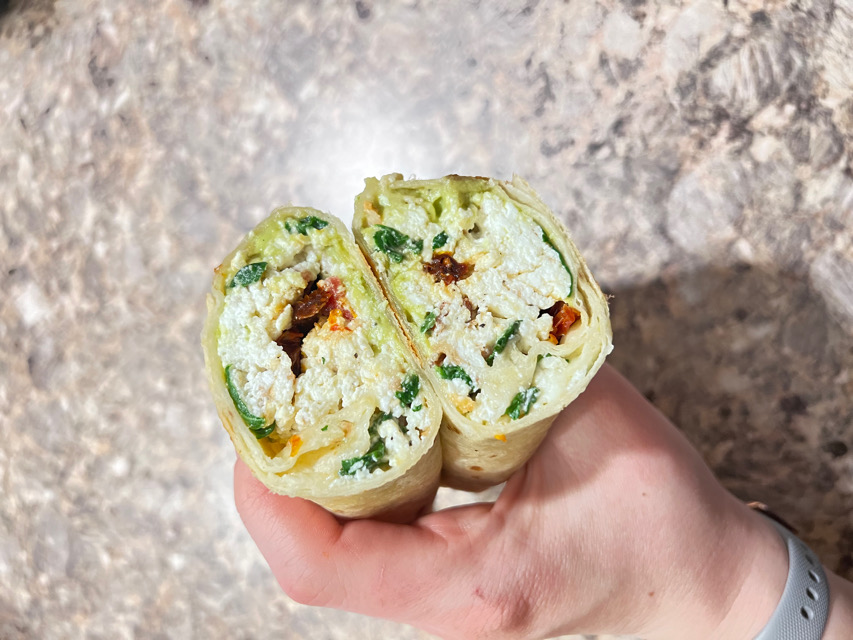 Spinach Feta Egg White Breakfast Burrito