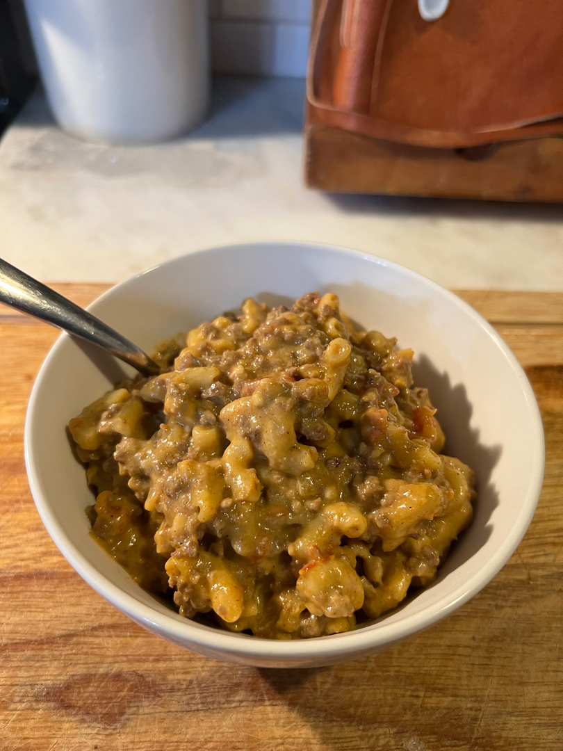 Deer meat Taco Mac and Cheese