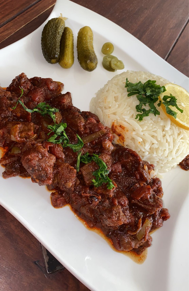 White lemon rice & meat
