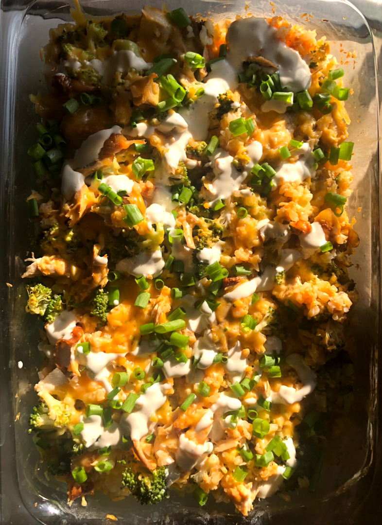 Keto Buffalo Chicken & Cauliflower Bake