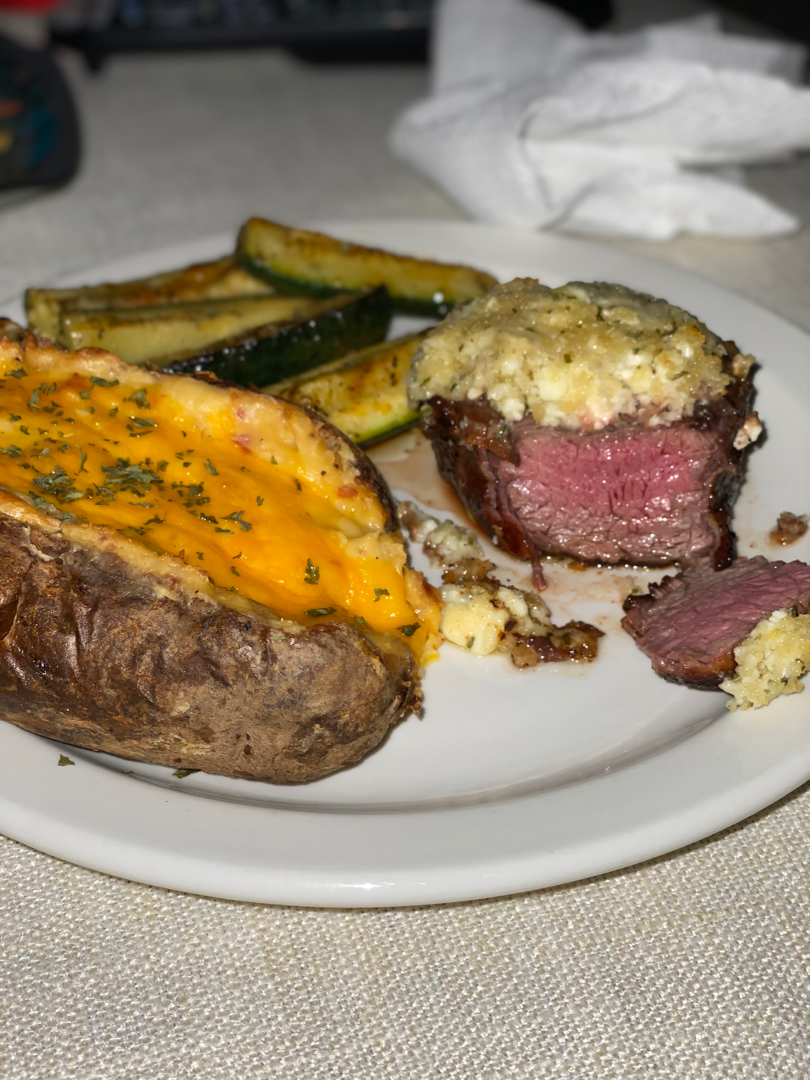 Blue cheese crusted Filet Mignon