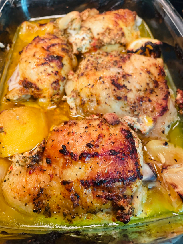 Lemon roasted chicken thighs