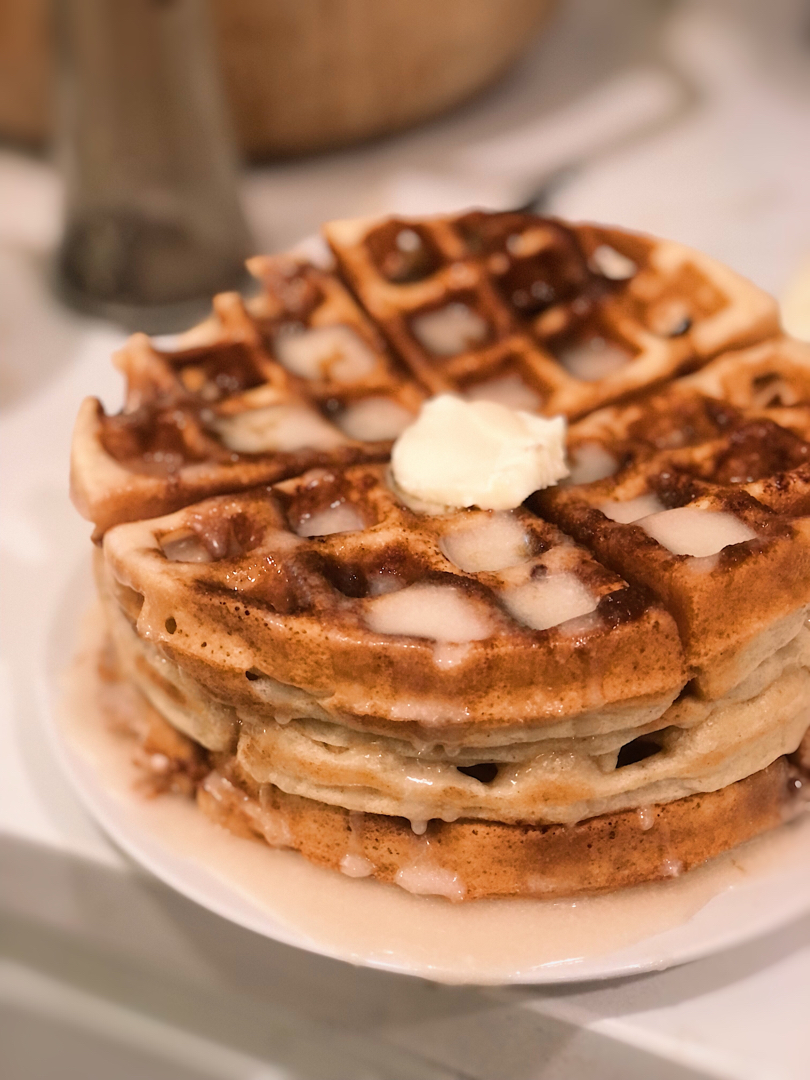 Cinnamon roll waffles