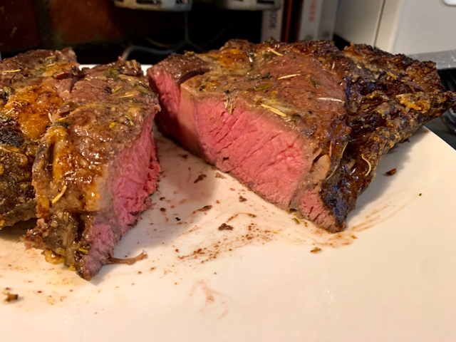 Garlic Rosemary Prime Rib with gravy