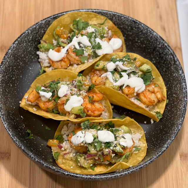 Shrimp Tacos w/Avocado Cucumber Salsa