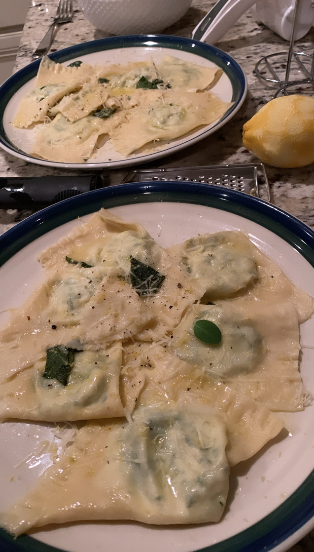 Spinach & Ricotta Ravioli with Sage Butter