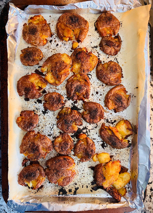 Crispy smashed potatoes