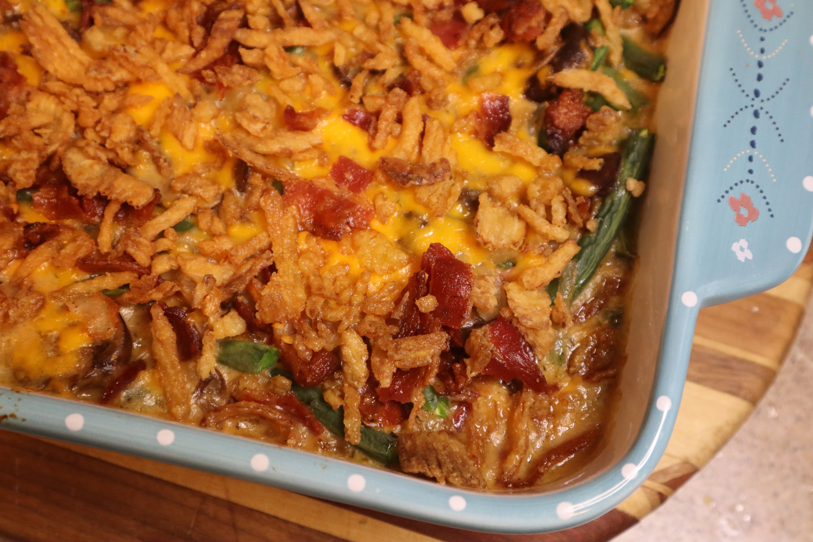 Fully Loaded Cheesy Green Bean Casserole