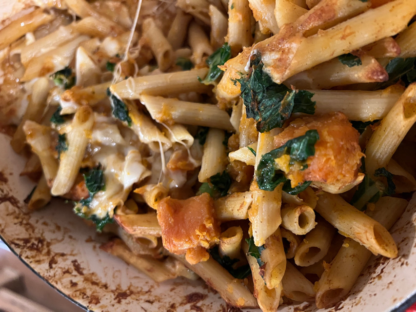 Spicy Butternut Squash Pasta With Spinach