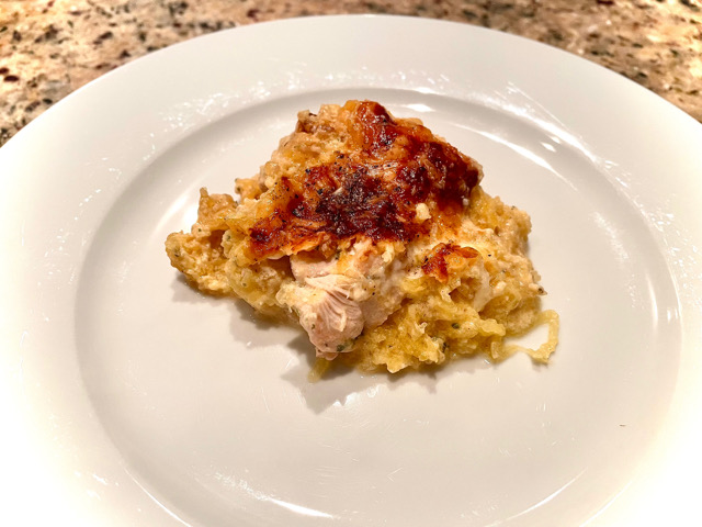 Spaghetti squash chicken Alfredo