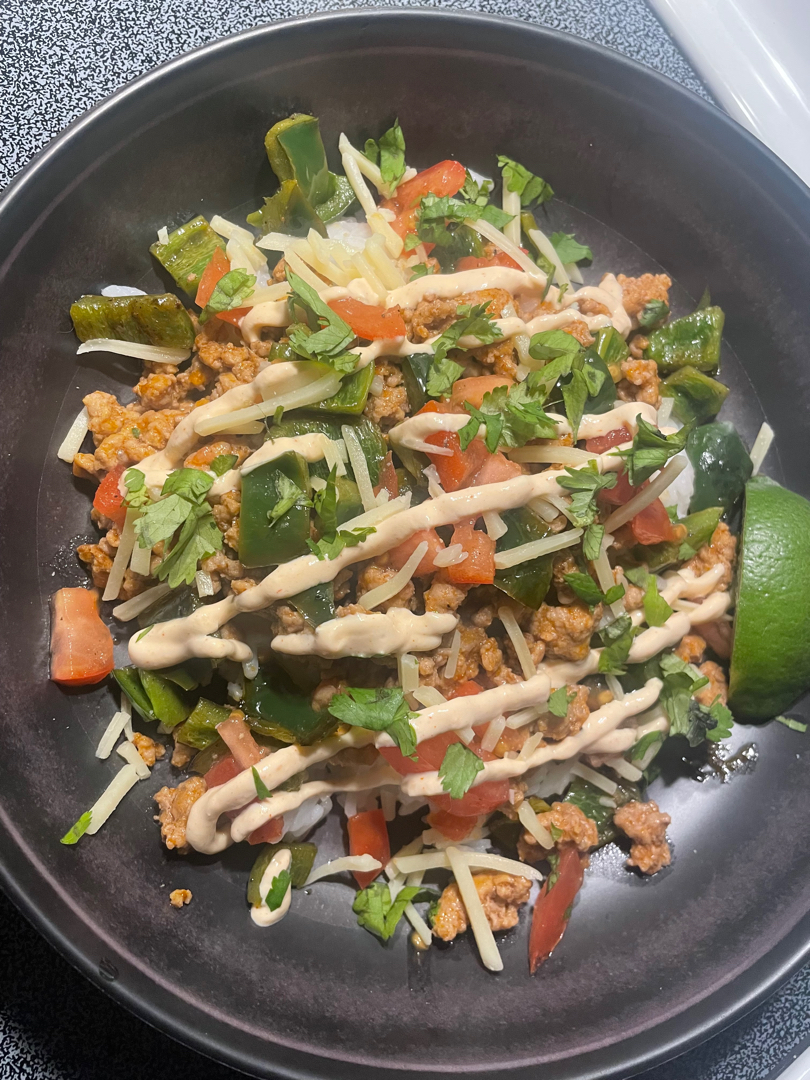 Fiesta pork rice bowl