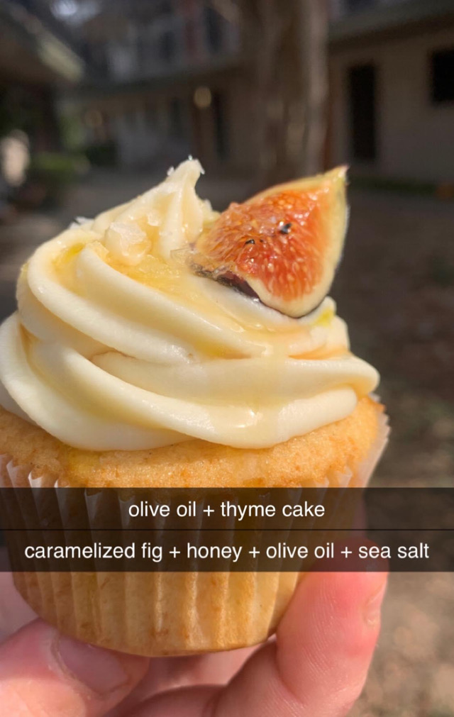 Olive Oil + Fig + Brie Cupcakes