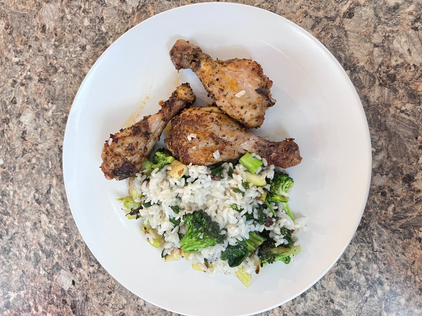 Airfyer Chicken Drumstick & Rice Veggies