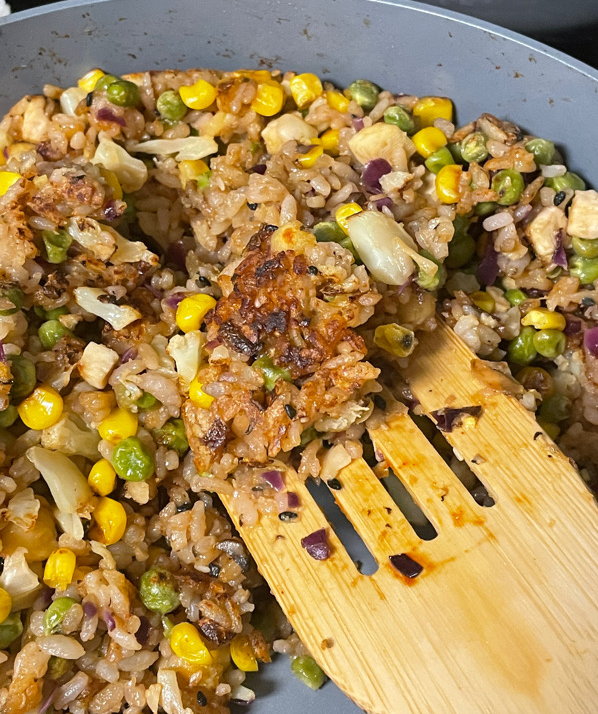 Crispy Leftover Rice Veg Stir Fry!