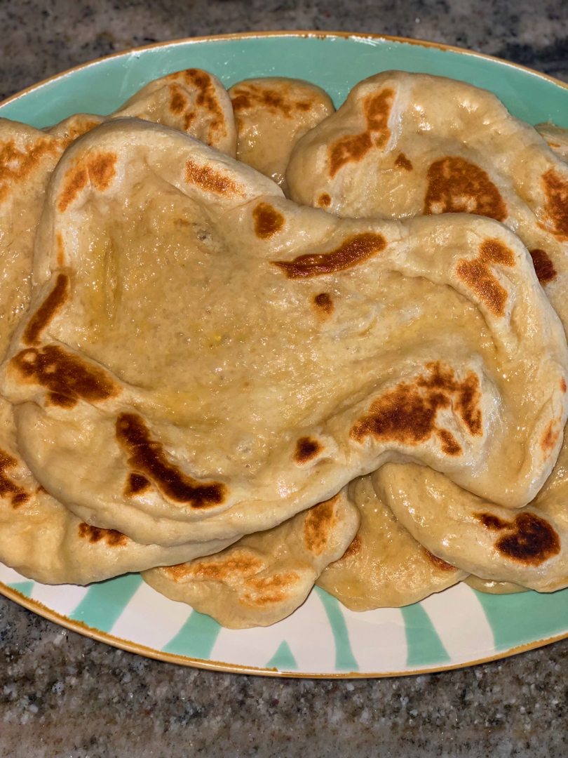 Naan bread + green chutney
