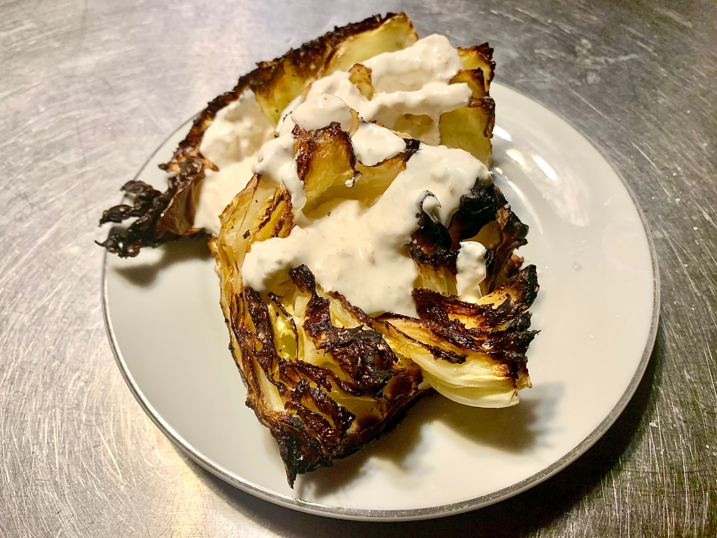 Roasted Cabbage with Horseradish Cream