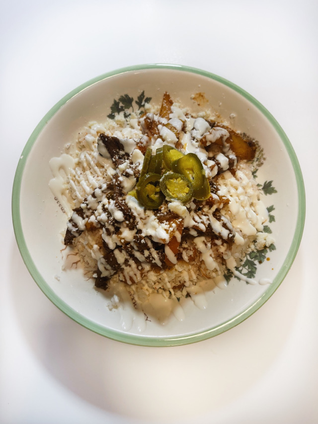 Steak fajita rice bowl