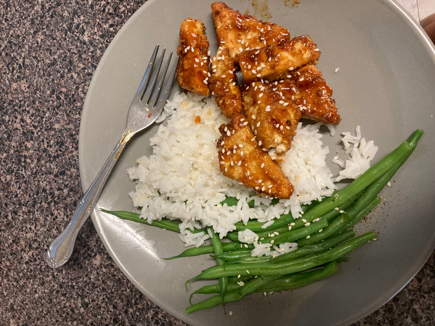Sesame garlic tofu
