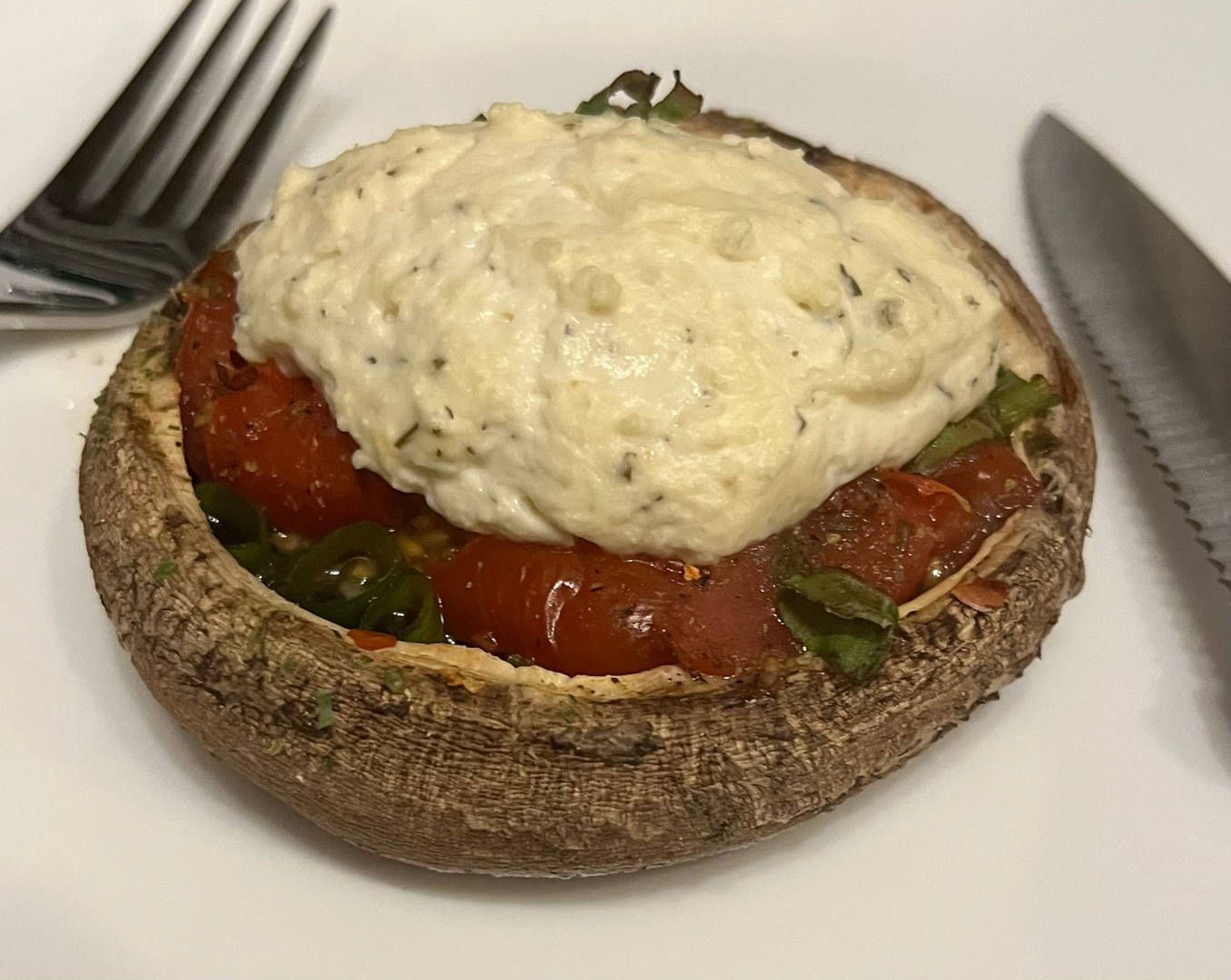 Cream Cheese and Tomato Stuffed Portabella