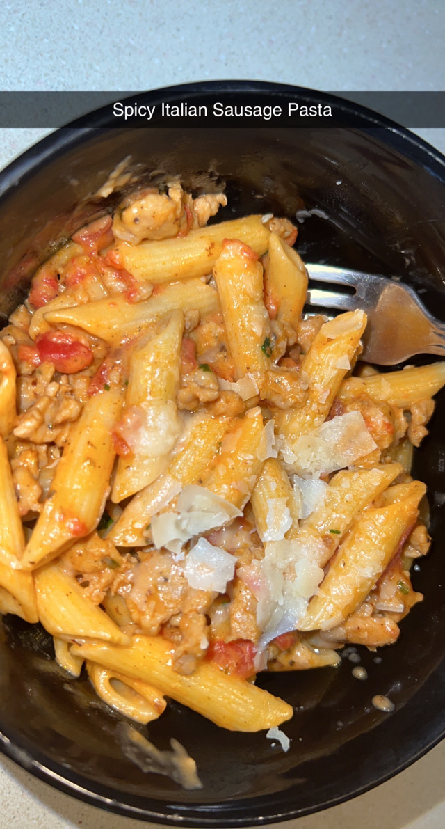 Spicy Italian sausage pasta