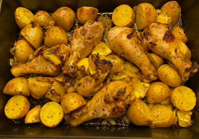 Roasted lemon chicken and potatoes 