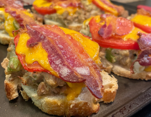Open face tuna melt