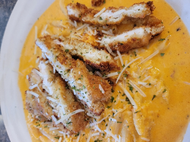 Roma Tomato Boursin Pasta with Cutlets