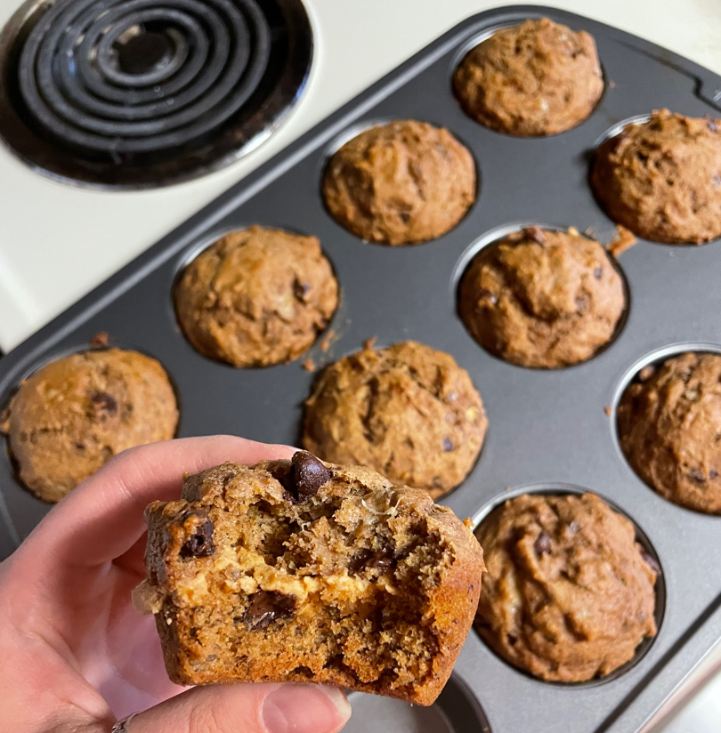 Healthy Banana Muffins w/ Peanut Butter