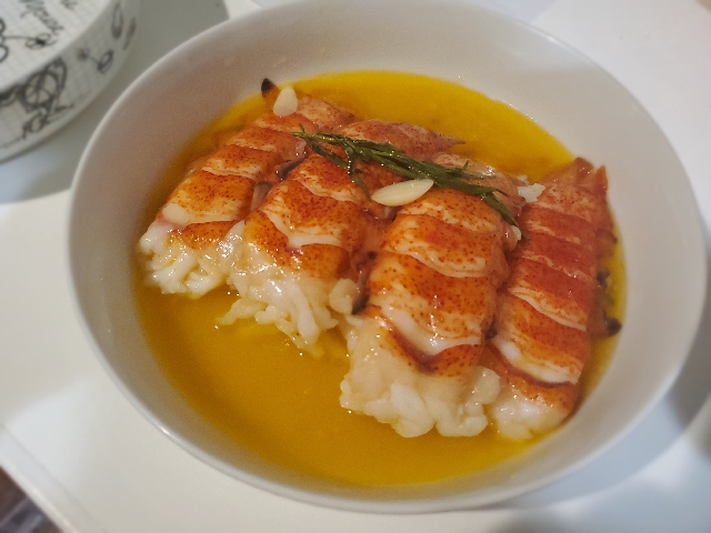 Butter poached sous vide lobster tails